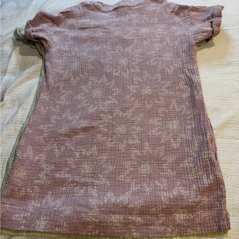 Wonderly Sage Green And Pink Floral Tunic Dress Lot Of Two Crinkled Size Large - Picture 14 of 14